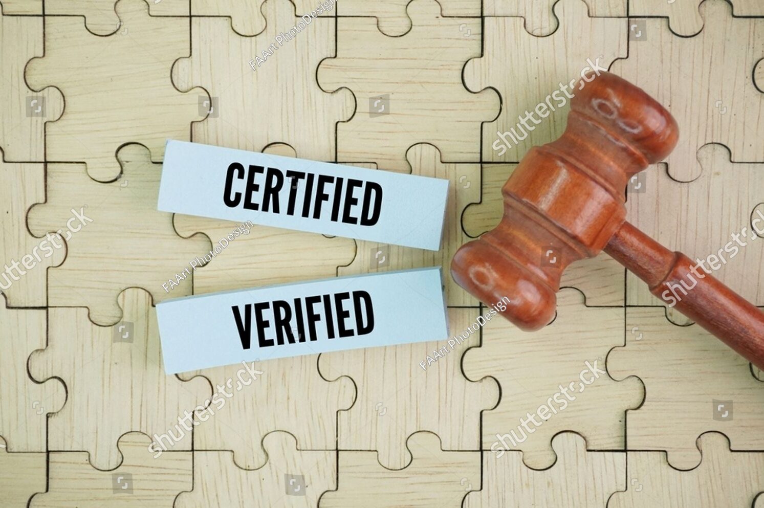 stock photo judge s hammer and two words certified and verified verification is flexible and not limited to 2662023327
